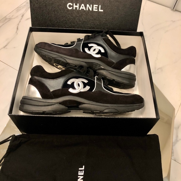 black chanel men's sneakers